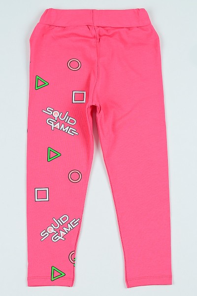 Pembe (5-8 yaş) Beli Lastikli Baskılı Kız Çocuk Tayt 105421