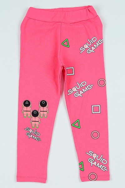 Pembe (5-8 yaş) Beli Lastikli Baskılı Kız Çocuk Tayt 105421