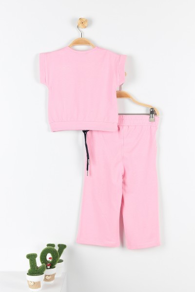 Pembe (5-8 Yaş) Believe Baskılı Kol Detaylı Belden Bağlamalı Kız Çocuk Takım 172731