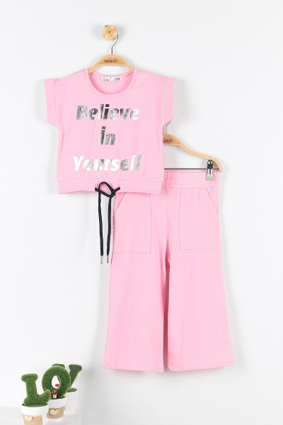 pembe-5-8-yas-believe-baskili-kol-detayli-belden-baglamali-kiz-cocuk-takim-172731