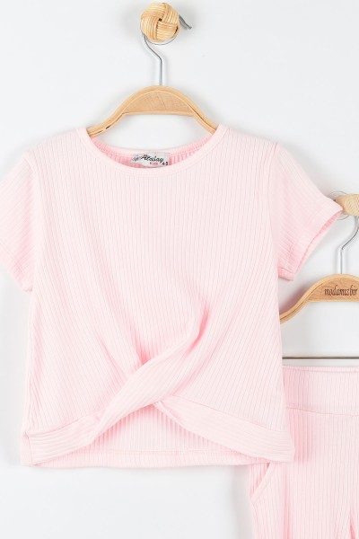 Pembe (5-8 Yaş) Fitilli Kız Çocuk İkili Takım 174884