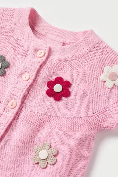 Pembe (5-8 Yaş) Garson Boy Çiçek Motifli Robalı Kız Çocuk Yelek 474191