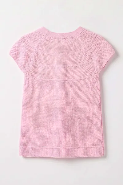 Pembe (5-8 Yaş) Garson Boy Düğmeli Ponponlu Kız Çocuk Yelek 474269