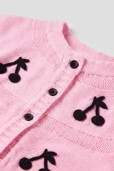 Pembe (5-8 Yaş) Garson Boy Kiraz Nakışlı Düğmeli Kız Çocuk Yelek 474471