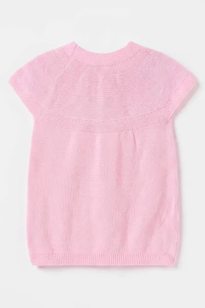 Pembe (5-8 Yaş) Garson Boy Kiraz Nakışlı Düğmeli Kız Çocuk Yelek 474471