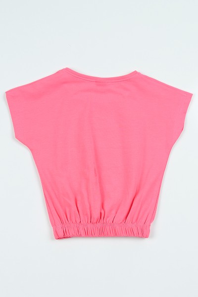 Pembe (5-8 Yaş) Kız Baskılı Beli Lastikli Kız Çocuk Tişört 105350