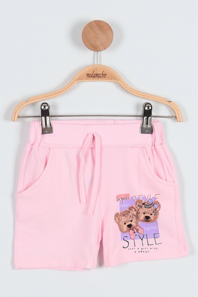 Pembe (5-8 Yaş) Love Ayı Baskılı Şortlu Kol Fırfırlı Erkek Çocuk Takım 185505
