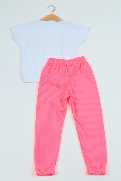 Pembe (5-8 Yaş) Taşlı Bel Lastikli Kız Çocuk Takım 97815