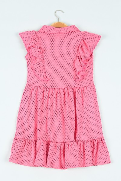 Pembe (5-9 yaş) Düğmeli Puanlı Kız Çocuk Elbise 115367