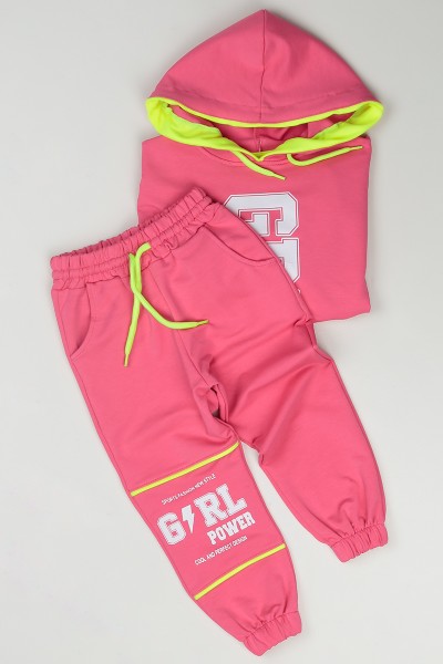 Pembe (5-9 Yaş) Girl Baskılı Bel Lastikli Kız Çocuk Takım 83837