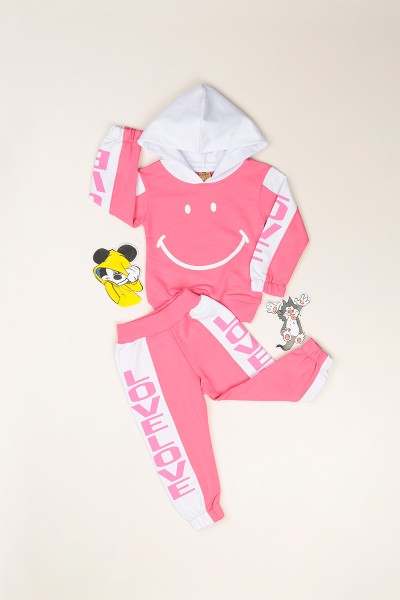 Pembe (5-9 Yaş ) Love Baskılı Kız Çocuk İkili Takım 82714
