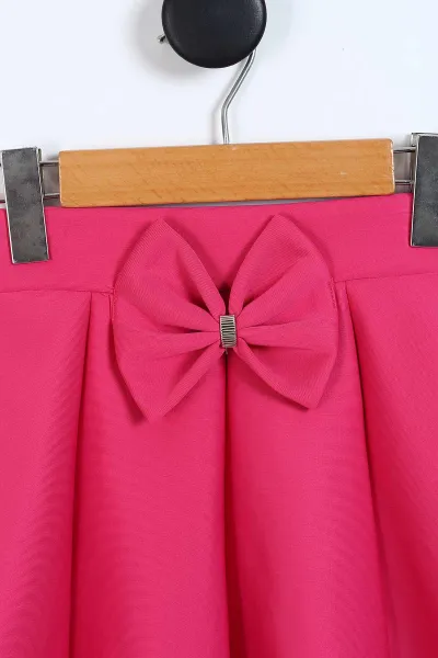 Pembe (5-9  Yaş)Fiyonklu Parça Kız Çocuk Kloş Etek 337852