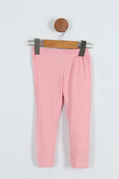 Pembe (6-10 Yaş) İnci Detay Holiday Baskılı Fitilli  Kız Çocuk Takım 280836