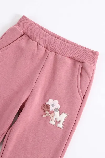 Pembe (6-10 Yaş) Süzene Papatya Nakışlı Kolej Ceketli 3 İp Şardonlu Kız Çocuk Kışlık Takım 499037
