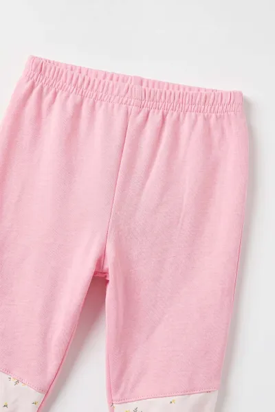 Pembe (6-12 Ay) Çiçek   Baskılı   Kapüşonlu Yelekli Kız Bebek 3'lü Takım 480237