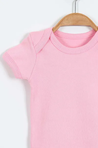 Pembe (6-12 Ay ) Kısa Kol Bebek Çıtçıtlı Badi 381157