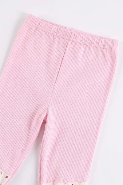 Pembe (6-12 Ay) Lale Baskılı Kapüşonlu Yelekli Kız Bebek 3'lü Takım 480162