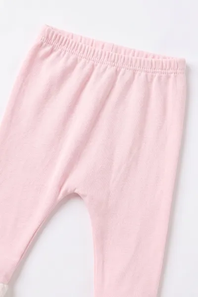 Pembe (6-12 Ay) Pelüş Ceketli Pantolon Sweatshirt 3'lü Kız Bebek Takım 495564
