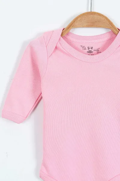 Pembe (6-12 Ay ) Uzun Kol Düz Bebek Çıtçıtlı Badi 403645