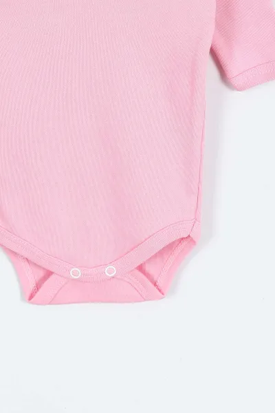 Pembe (6-12 Ay ) Uzun Kol Düz Bebek Çıtçıtlı Badi 403645
