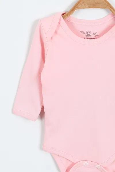 Pembe (6-12 Ay ) Uzun Kol Düz Bebek Çıtçıtlı Badi 418528