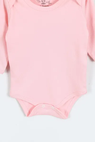 Pembe (6-12 Ay ) Uzun Kol Düz Bebek Çıtçıtlı Badi 418528