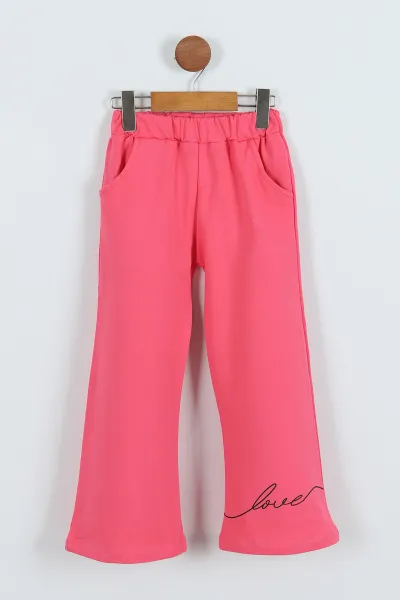 Pembe (6-12 Yaş) Simli Kalp Baskılı Kız Çocuk Takım 277875