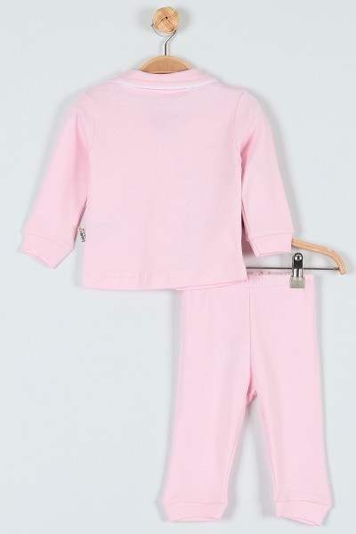 Pembe (6-18 Ay) Dansçı Civciv Baskılı Düğme Detaylı Kız Bebe Takım 181746