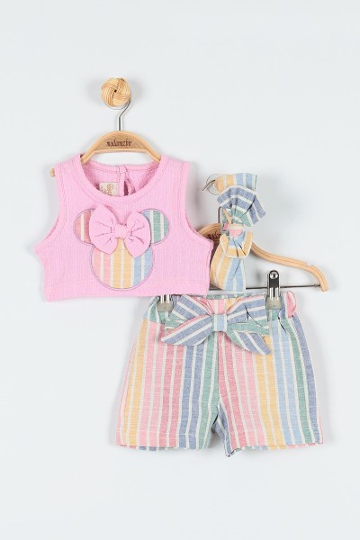 pembe-6-18-ay-fiyonklu-fare-nakisli-cizgi-detayli-sortlu-kiz-bebe-takim-178050