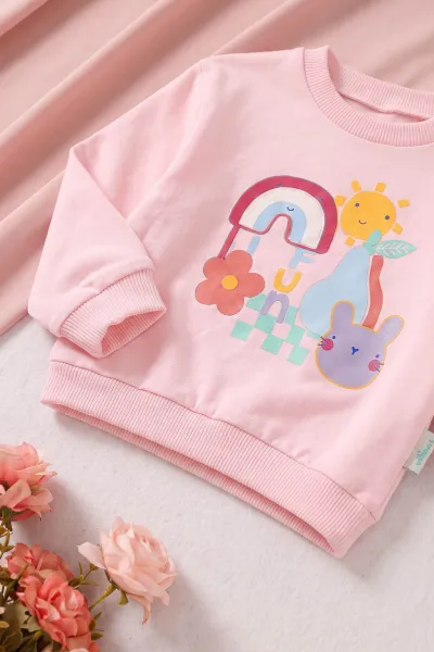 Pembe (6-18 Ay) Güneş Basklı Kız Bebek 2'li Takım 479154