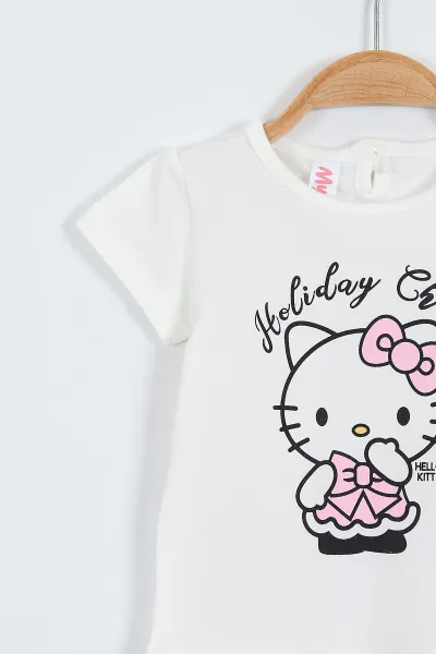 Pembe (6-18 Ay) Hello Kitty Baskılı Tüllü Etekli Kız Bebek Yazlık Takım 357468
