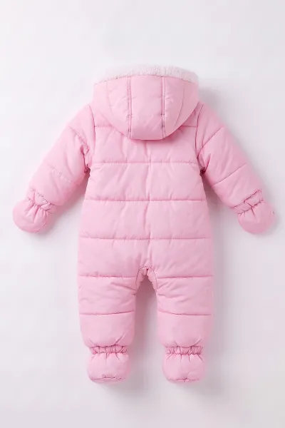 Pembe (6-18 Ay)İçi Kürklü Çıkarılabilir Patik ve Eldivenli Kapüşonlu Bebek Kozmonot Astronot Tulum 490044