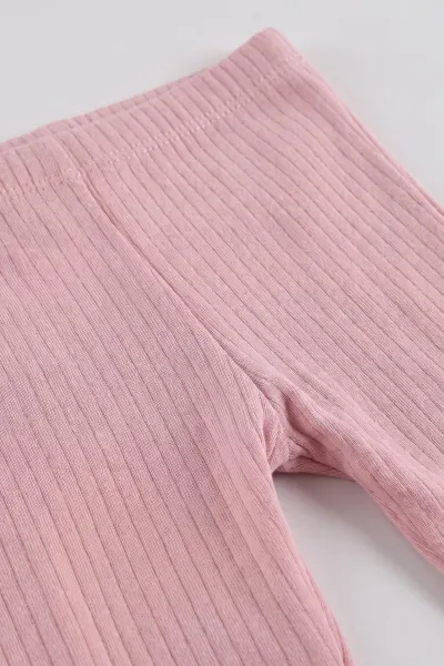 Pembe (6-24 Ay )Ayıcık Nakışlı Fitilli Taytlı İki İp Kız Bebek Takım 479110