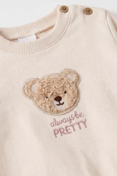 Pembe (6-24 Ay )Ayıcık Nakışlı Fitilli Taytlı İki İp Kız Bebek Takım 479110