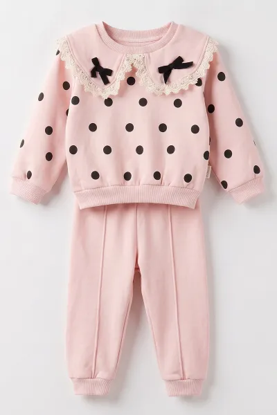 Pembe (6-24 Ay)  Baskılı 3 İp Şardonlu Kız Bebek Kışlık Takım 490801