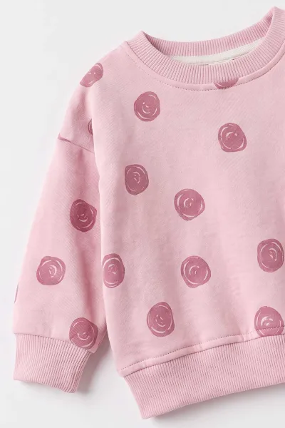 Pembe (6-24 Ay) Baskılı 3 İp Şardonlu Kız Bebek Kışlık Takım 499463