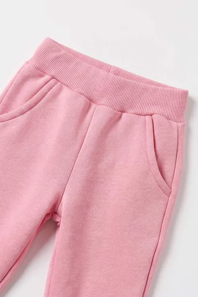 Pembe (6-24 Ay) Çiçek Nakışlı Fırfırlı Dantelli  3 İp Kız Bebek Kışlık Takım 490779