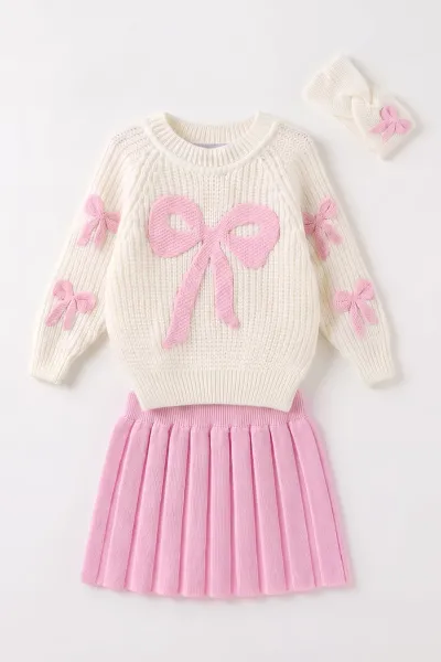 Pembe (6-24 Ay) Fiyonk Nakışlı Bandanalı Şortlu Kız Bebek Takım 474159