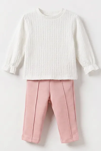 Pembe (6-24 Ay) İçi Peluş Montlu Kız Bebek 3'lü Takım 482584