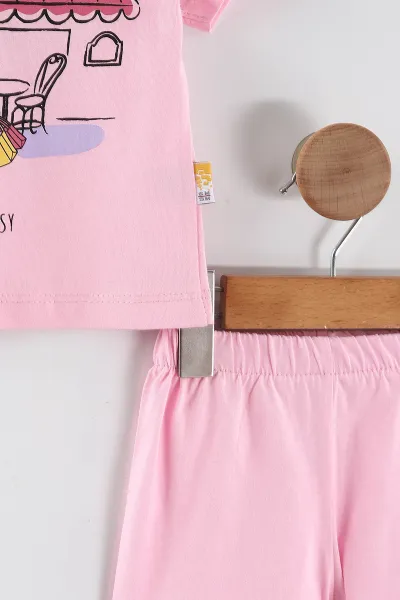 Pembe (6-24 Ay) Karakter Baskılı Şortlu Süprem  Kız Bebek Yazlık Takım 461808