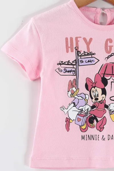 Pembe (6-24 Ay) Karakter Baskılı Şortlu Süprem  Kız Bebek Yazlık Takım 461808