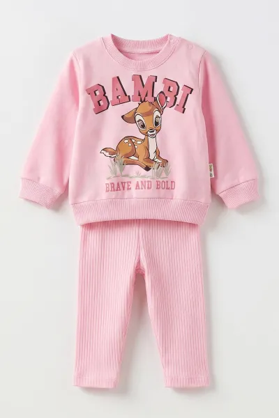 Pembe (6-24 Ay) Karakter Baskılı Taytlı Kız Bebek Takım 472646