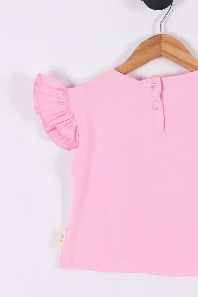 Pembe (6-24 Ay) Kol Fırfırlı Brode Yaka Kız Bebek Takım 266154