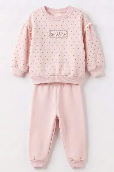 Pembe (6-24 Ay) Kolları Fistolu İçi Şardonlu Kız Bebek Takım 493499