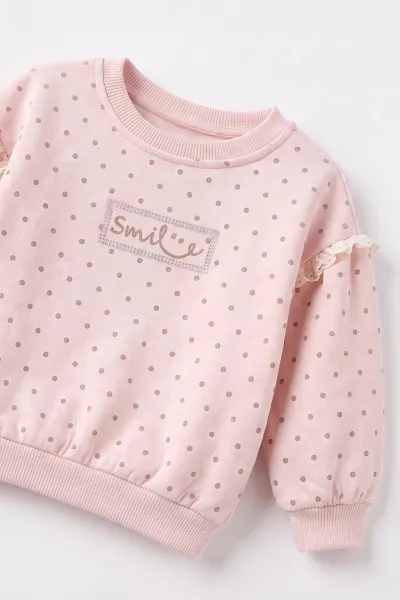 Pembe (6-24 Ay) Kolları Fistolu İçi Şardonlu Kız Bebek Takım 493499