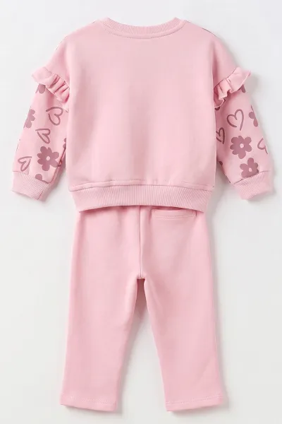 Pembe (6-24 Ay) Lila Kalp Baskılı 3 İp  Şardonlu  Kız Bebek Kışlık Takım 493658