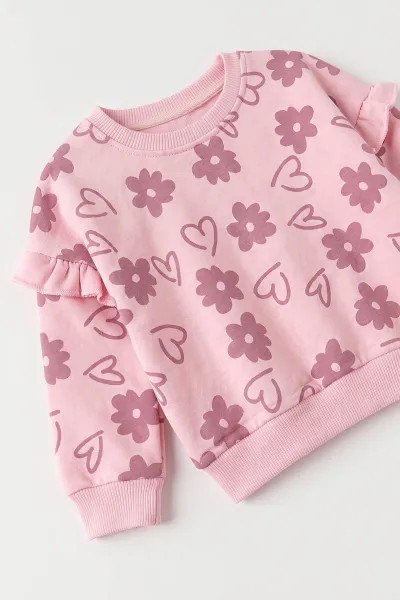 Pembe (6-24 Ay) Lila Kalp Baskılı 3 İp  Şardonlu  Kız Bebek Kışlık Takım 493658