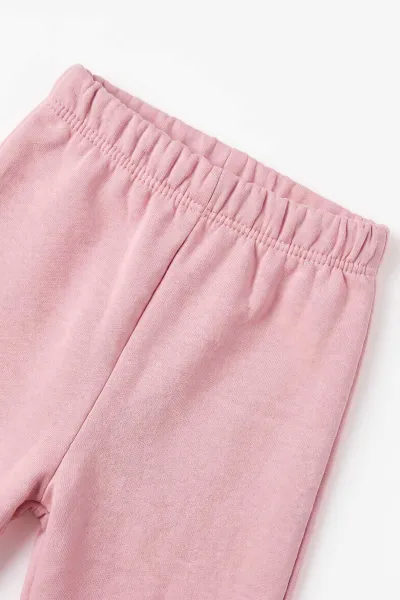 Pembe (6-24 Ay) Müslin Fırfırlı  Gül Nakışlı 3 İp Şardonlu Kız Bebek Kışlık Takım 499710