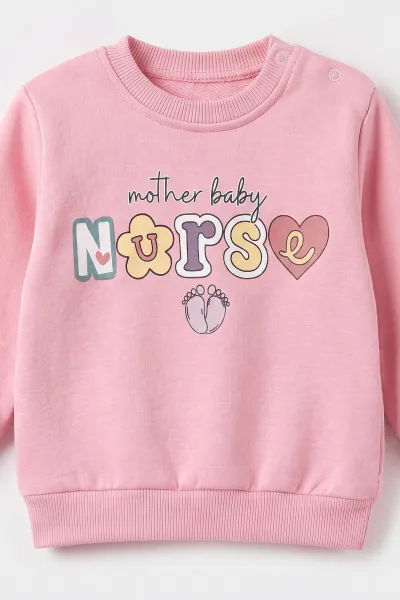Pembe (6-24 Ay) Nurse Baskılı  3 İp Şardonlu Kız Bebek Kışlık Takım 495561