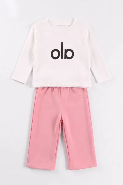 Pembe (6-24 Ay) Ola Taş Baskılı Hırkalı  3 İp Şardonlu Kız Bebek 3'lü Kışlık Takım 499691